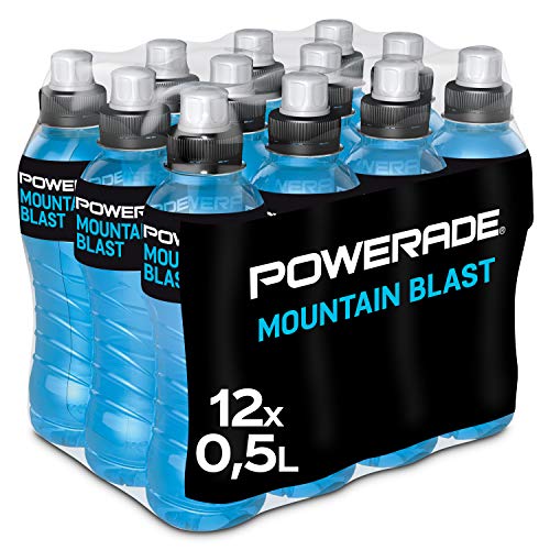 Powerade Sports Mountain Blast, Iso Drink mit Elektrolyten - als erfrischendes, kalorienarmes Sportgetränk oder als Power Drink für zwischendurch, EINWEG Flasche (12 x 500 ml)