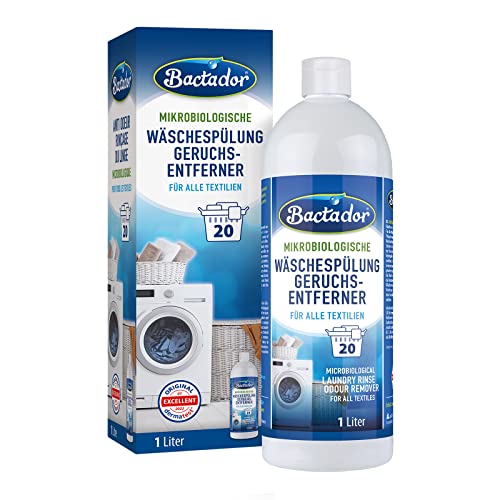 Bactador Wäschespülung Geruchsentferner 1L Mikrobiologischer Hygienespüler Wäsche für alle Textilien Hygiene Waschmittel Geruchsneutralisierer Porentiefe Reinigung gegen Kot, Urin & Gerüche