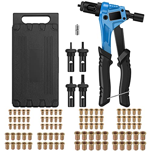 AUTOUTLET Nietmutternzange Set, Profi Hand Nietzange mit M3 M4 M5 M6 Dorne und 100pcs Nieten, 8