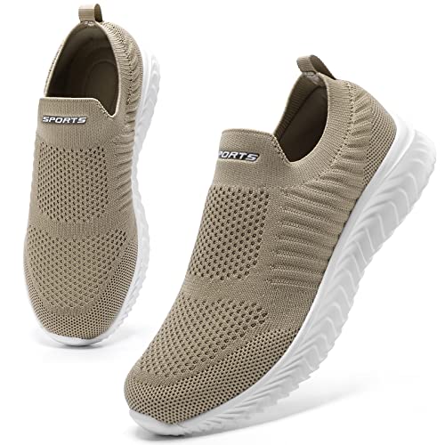 HKR Slip on Sneaker Damen Memory Foam Turnschuhe Sportschuhe Bequem Walkingschuhe Schlupfschuhe Leichte Orthopädische Schuhe Bronze 41 EU
