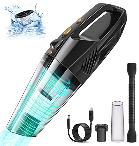 Zamufo Handstaubsauger Akku, Auto Handstaubsauger Kabellos mit LED-Licht, Mini Tragbarer Staubsauger Tierhaare für Haus, Haustier und Auto, 120 W Leistungsstarker Handstaubsauger für Nass und Trocken