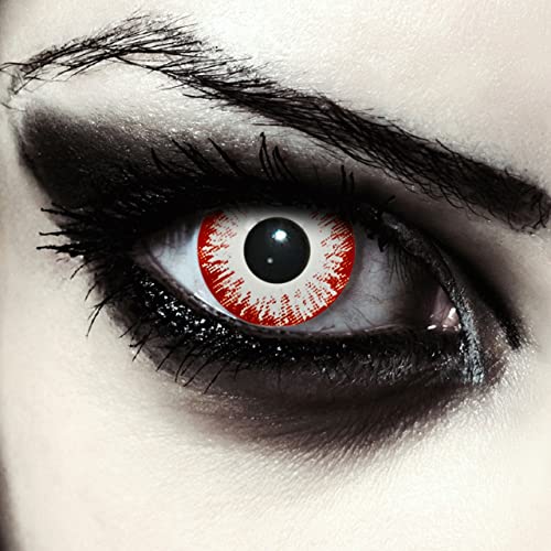 DESIGNLENSES, Farbige weiß rote Halloween Kostüm Kontaktlinsen, 1 Paar (2 Stück),weiche Vampir Farblinsen ohne Stärke,