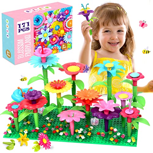 Blumengarten Spielzeug für 3 4 5 6 Jährige Mädchen, Geschenk Mädchen 3 4 5 Jahre,Spielzeug ab 2 3 4 5 6 Jahre mädchen,DIY Bouquet Sets Geschenk für 3 4 5 6 Kinder Spielzeug Mädchen(171PCS)