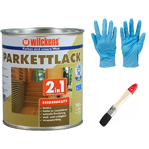 2 in 1 Hartlack Parkettlack, Grundierung und Lackierung inkl. 1 Pinsel von E-Com24 750 ml seidenmatt