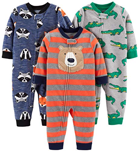 Simple Joys by Carter's Baby Jungen Pyjama ohne Füße aus Fleece, Lockerer Schnitt, 3er-Pack, Bär/Alligator/Fuchs, 18 Monate