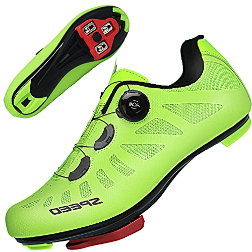 TFNYCT Fahrradschuhe Herren Rennrad MTB Fahrradschuhe mit Stollen Leuchtende Mountain Indoor Rennrad Fahrradschuhe…(Grün, Numeric_46)