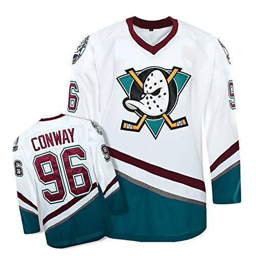 Yajun Charlie Conway #96 Mighty Ducks Film Eishockey Trikots Jersey NHL Herren Sweatshirts Atmungsaktiv T-Shirt Bekleidung,L