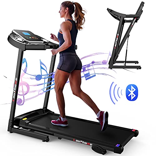 LAUFHOME Laufband, Laufband für Zuhause, motorisiertes Joggen Laufgerät, eingebauter Bluetooth Dual-Lautsprecher, multifunktionales Display und Herzfrequenzsensor, 95% vormontiert