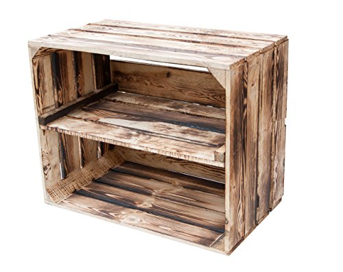 Obstkisten Online 9er-Set geflammter Kisten mit Mittelbrett als Schuh- oder Bücherregal/Holzkiste