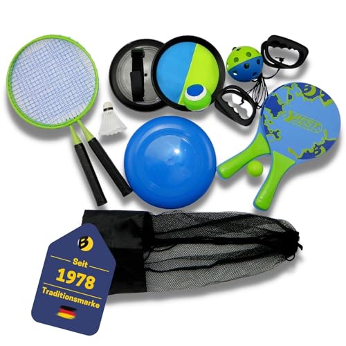 BEST SPORTING Beach Game Set I 5 Verschiedene Strand-Spiele I Outdoor Strandspiele Erwachsene I Beachball-Set XXL I 11 teiliges Strand-Spiel Set für bis zu 10 Personen I mit Mesh-Beutel