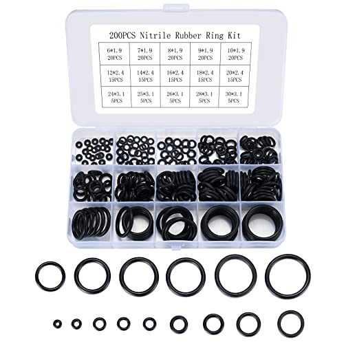 200 Stück O Ring Dichtungsringe, 15 Größen Gummischeiben Dichtungs, elektrische Dichtungssatz, isolierende Rohrleitungen Klempner Dichtungs O-Ringe Unterlegscheiben Sortiment Set
