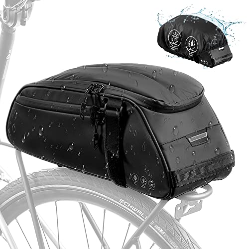 Eyein Fahrrad Gepäckträgertasche, 8L wasserdicht & reflektierend multifunktionaler Fahrradtaschen für Gepäckträger, Mehrere Fächer Umhängetasche Tragetasche für Pendlerreisen im Freien mit Regenschutz