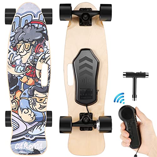 Caroma Elektrisches Skateboard mit Fernbedienung, 350W Motor Elektrisches Longboard, 12MPH Höchstgeschwindigkeit, 8 Meilen Reichweite, E-Skateboard, Elektro-Longboard für Erwachsene Teenager