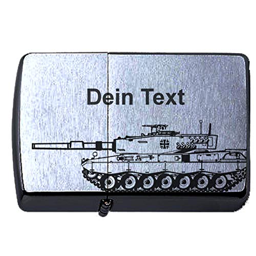 elbedruck Bundeswehr Leopard 2 Panzer Lasergravur Personalisieren Compatible with Zippo Dein Text personalisiert, Tank Deutsches Heer