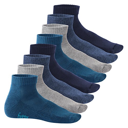 Footstar Damen & Herren Kurzschaft Socken mit Frottee-Sohle (8 Paar) Sneak It! - Jeans 47-50