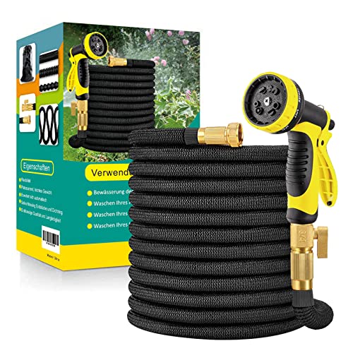 Flexibler Gartenschlauch Wasserschlauch Flexibel mit 10-Funktions-Düse Brause Adapter aus Messing Aufhänger Bewässerung Gartenarbeit Autowäsche Hof 50FT（15m）/75FT（22.5m）/ 100FT（30m）/ 150FT（45m）