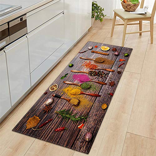 Küchenläufer Waschbar rutschfest Küchenmatte, 7MM Dicke Farbe Küche Gemüse rutschfeste Türmatte für Küche und Bar Teppich Läufer waschbare Küchenläufer Küche Deko, 60x180cm