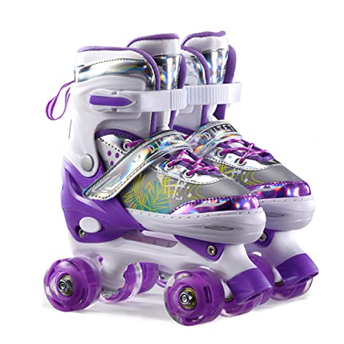Sumeber Rollschuhe Kinder Verstellbar Rollschuhe mit Leuchtenden Rädern Roller Skates für Mädchen Unisex Outdoor/Indoor Inliner Skates für Kinder Anfänger Geburtstagsgeschenk