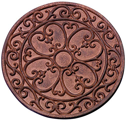Esschert Design 5 Stück Gehwegplatten, Gartenfliesen, Trittplatten, Terrassenplatten Motiv Klassik, rund, ca. Ø 30 cm x 1,2 cm Höhe