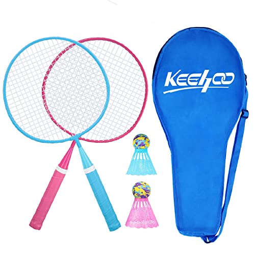 KH Federball Set Badminton Schläger Set 2-4 Spieler für Erwachsene Kinder, leicht und stabil, Schläger, Federbälle und Tragetasche im Lieferumfang