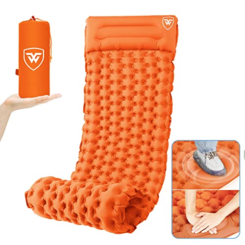 Camping Isomatte Selbstaufblasbare Outdoor | Ultraleichte Aufblasbare Isomatte Camping Luftmatratze | Ultraleicht Faltbar Schlafmatte mit Fußpresse Pumpe Aufblasbare Matratze für Wandern Outdoor