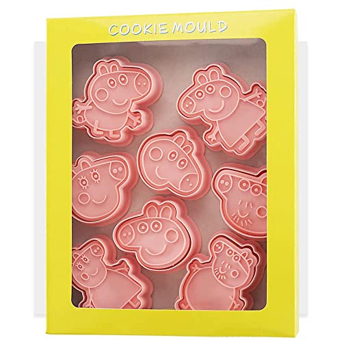 Sunjun 8 Stück Ausstechformen Ausstecher Keksausstecher Backformchen Set Schwein, Pink, Für Keksteig, Gebäck, Donut, Fondant, Sugarcraft, DIY, Kuchendekoration Schokoladenform Cookie, Sunjun-21