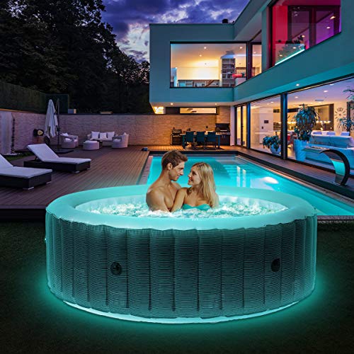 Miweba MSpa aufblasbarer Whirlpool Starry C-ST061 Outdoor - inkl. LED Band - 138 Düsen - 204 x 70 cm - Tüv GS geprüft - 930 Liter - Pool aufblasbar (Comfort Starry 6 Personen)