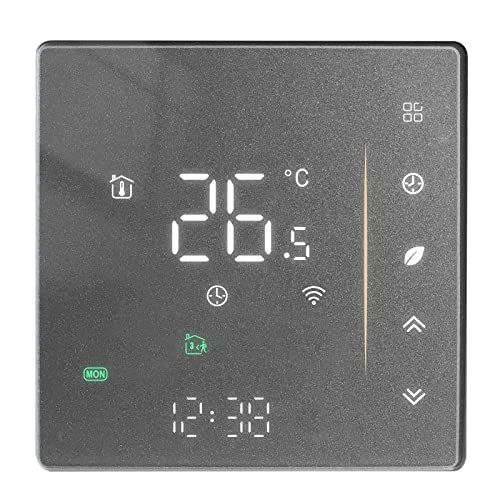 WiFi Fussbodenheizung Thermostat, Beok Thermostat Heizung Smart Raumthermostat für Elektrische Fußbodenheizung Programmierbarer Temperaturregler Kompatibel mit Alexa 16A TGW04H-WIFI-EP Grau