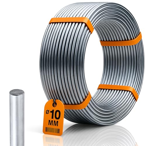 HausHeld® Blitzschutz Runddraht 2m – Alu fi 10mm | Erdungsdraht AlMgSi | Hochwertiger Blitzableiter | Flexibler & Korrosionsbeständiger Erdungsdraht | Meterware für Erdung, Dach & Elektroinstallation