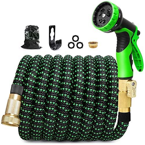Flexibler Gartenschlauch 15M/50FT - mit 9 Funktionsspray, Düse, Dreifacher Latexkern, Knickfest, Dehnbar, Auslaufsicherer Flexibler Schlauch, 3/4-Zoll- und 1/2-Zoll-Anschlüsse