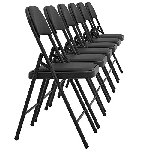 Pro-Tec Konferenzstuhl 6er Set Schwarz Metall Kunstleder Klappbar