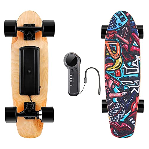 Caroma Longboard Elektro Skateboard, Elektrisch Longboard mit Fernbedienung, 6-12km Reichweite, 20km/h Speed, 350W Motor Roller, Electric Skateboard für Jugendliche Erwachsene