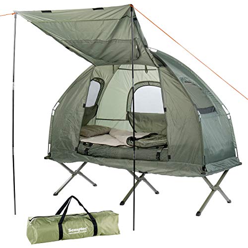 Semptec Urban Survival Technology Zeltliege: 4in1-Zelt mit Feldbett, Winter-Schlafsack, Matratze und Sonnenschutz (Zelt mit Bett)