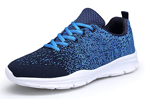KOUDYEN Laufschuhe Atmungsaktiv Turnschuhe Schnürer Sportschuhe Sneaker für Herren Damen, 40 EU, Blau