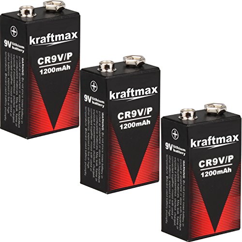 kraftmax 3X 9V Block Lithium Hochleistungs- Longlife Batterien für Rauchmelder/Feuermelder - 10 Jahre Batterie Lebensdauer