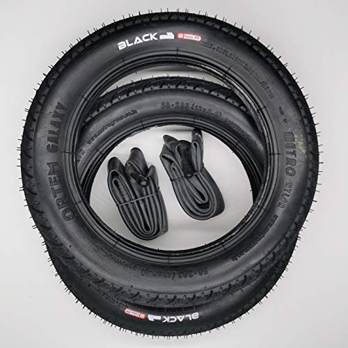 Black1 2x12 Zoll Galaxy Reifen mit AV Schläuche | | Zoll/Maß: 12 x 2.0 | ETRTO 50-203 Decke Mantel Fahrrad Buggy Kinder Roller Anhänger Autoventil Schrader