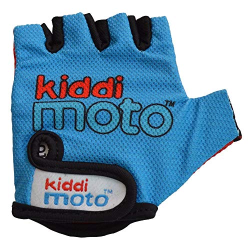 KIDDIMOTO Kinder Fahrradhandschuhe Fingerlose für Jungen und Mädchen / Fahrrad Handschuhe / Bike Kinder Handschuhe - Blau - M (4-8y)