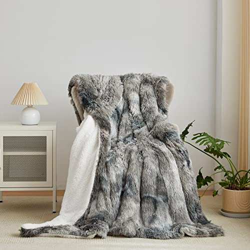 Wajade Kunstfelldecke – Sherpa Schafdecke – Comfort fleecedecke – wolldecke Couch und Bett Decken– 160 x 200 cm – Hellgrau
