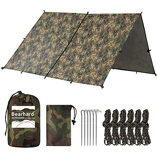 Bearhard Wasserdicht Camping Tarp Zeltplanen 3 x 3,6 m, Ultraleicht Multifunktionales UV Schutz Sonnensegel Zelt, ideal für Camping, Wandern, Picknick, Outdoor Aktivitäten