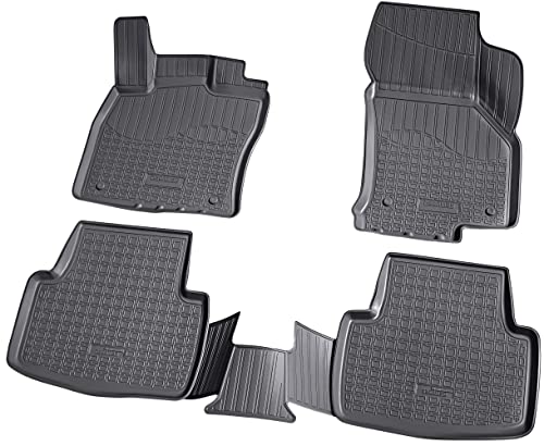Recambo 3D Gummi Fußmatten kompatibel für VW Golf Sportsvan | ab BJ 2014> | Auto Gummimatten | Passgenau | mit Rand | schwarz