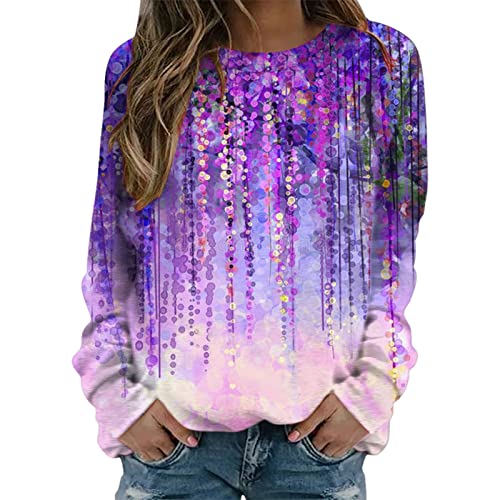 PTLLEND Oberteile Shirts Damen Oberteile FüR Festliche AnläSse Sommer Women's Blouses T-Shirt Sweatshirt Long Sleeve V-Neck Pullover with Zip Retro Butterfly Print Blouse Tunic Long Shirt Tops Long