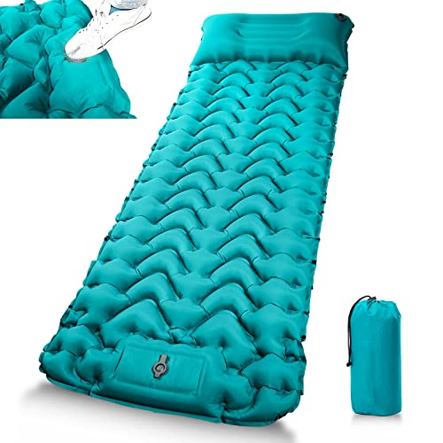 Riichaapy Isomatte Camping Ultraleicht Outdoor, Self-Inflating Camping Sleeping Mat with Foot Press Pump, Ultralight Sleeping Mat, Moisture-Resistant, Camping Mattress for Hiking, Travel, Beach
