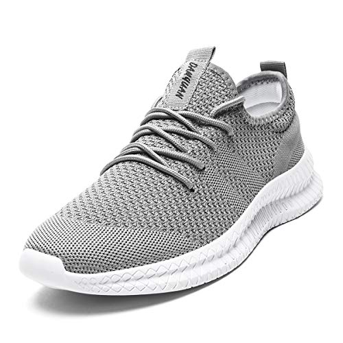 EGMPDA Damen Walkingschuhe Laufschuhe Wanderschuhe Sneaker Sport Trekking Turnschuhe Workout Jogging Outdoor Running Straßenlaufschuhe Freizeit Damen Leichtgewichts Atmungsaktiv Schuhe Grau 38 EU