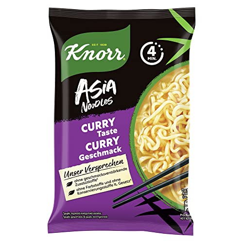 Knorr Asia Noodles Instant Nudeln Curry-Geschmack schnelles Nudelgericht fertig in nur 4 Minuten, 11 x 70g