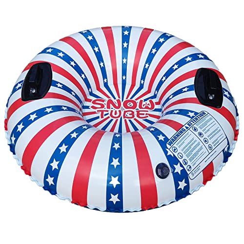 VTERLY Aufblasbarer Schlitten, 94x94cm Snow Tube mit Griffen, PVC Schneeröhre Verdicken Aufblasbare Skischlitten, Tragbare Hochleistungs Schlittenröhre für Kinder Erwachsene