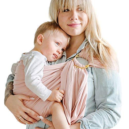 Shabany® - Ring Sling Tragetuch - 100% Bio Baumwolle - Babybauchtrage für Neugeborene Kleinkinder bis 15 KG - inkl. Baby Wrap Carrier Anleitung - rosa (cuddles)