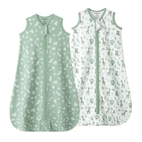 Mosebears Schlafsack Baby Sommer schlafsack 0.5 Tog Babyschlafsack 100% Baumwolle atmungsaktiv Babyschlafsack (2pack Grün, XL(18-24 Months))
