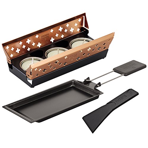 KUHN RIKON Candle Light Mini Schweizerkreuz Raclette Set, kupfer, Antihaft-Grill-Pfännchen, mit Teelicht