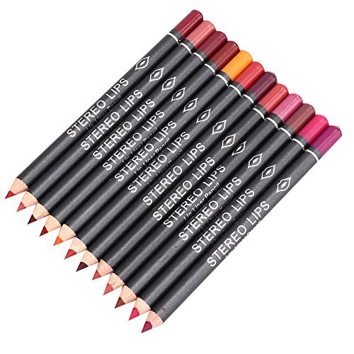 12 Stück Lipliner Deluxe Ultra Fine Lip Liner Set mit 12 Farben Wasserdichter Matte Lip Liner Bleistift Lippen Cremige und glatte Lip Liner Bleistift Make-up Kosmetisches Stiftset