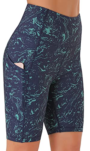 Persit Kurze Sporthose Damen, High Waist Radlerhose Sport Shorts Sommer Laufhose Grün Rauchwelle S